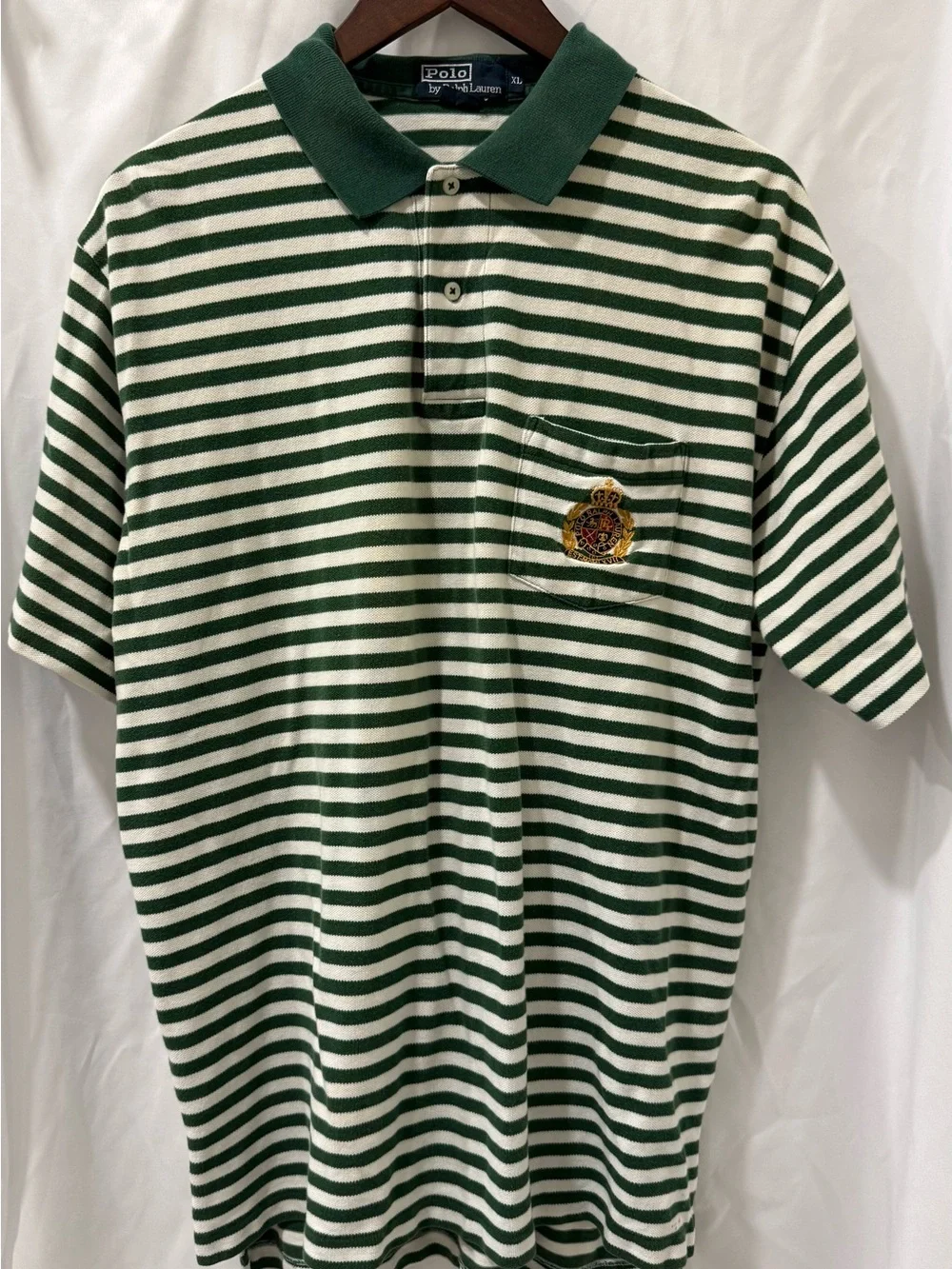 Ralph Lauren Green & Cream Striped Polo Shirt